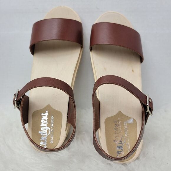 Sandgrens Clogs Vienna Low Sandal Cognac Brown Leather Size 8.5 US 39 EUR - Picture 8 of 10
